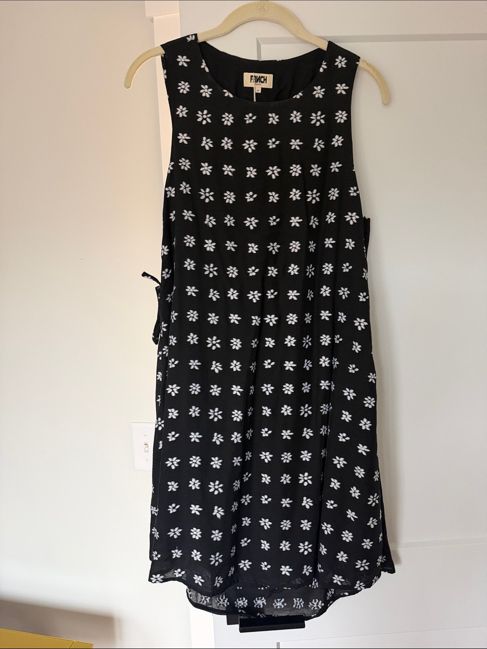 FRNCH Black Sleeveless Floral Midi Dress with back cutout
